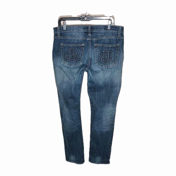 Rock & Republic Women's Dark Blue Denim Bootcut Straight Leg Jeans Sz 14 $225 - Picture 12 of 16